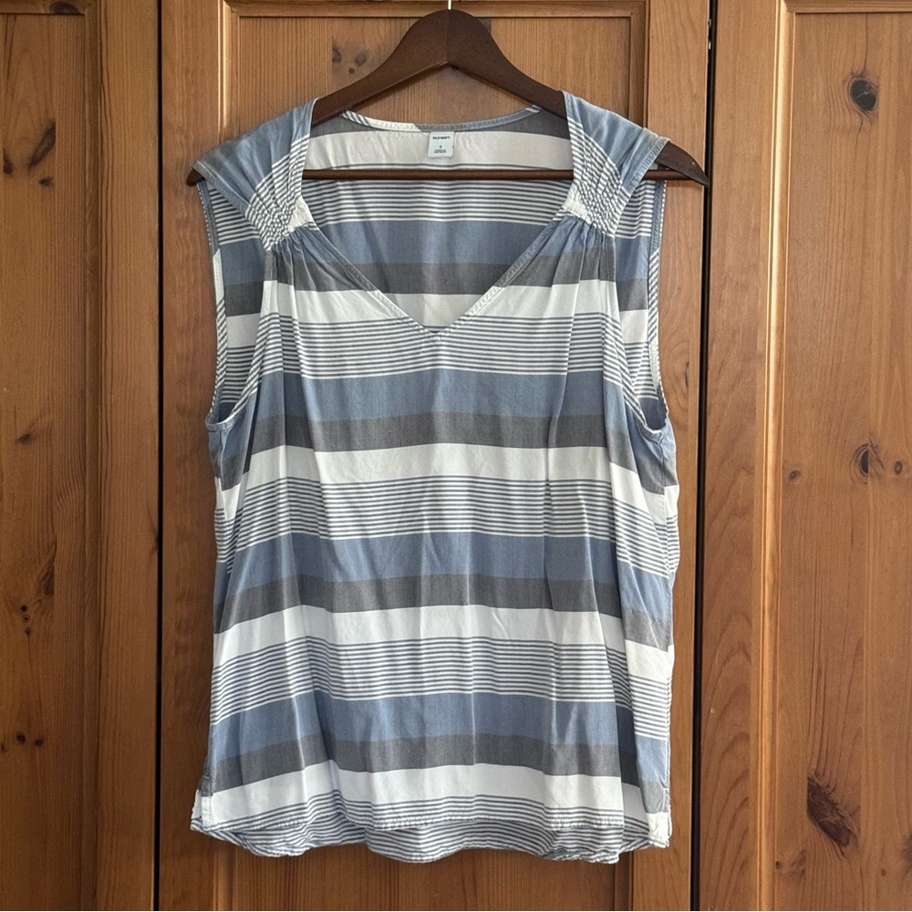 Old Navy Blue Sleeveless 100% Rayon Relaxed Tank Top Sz S